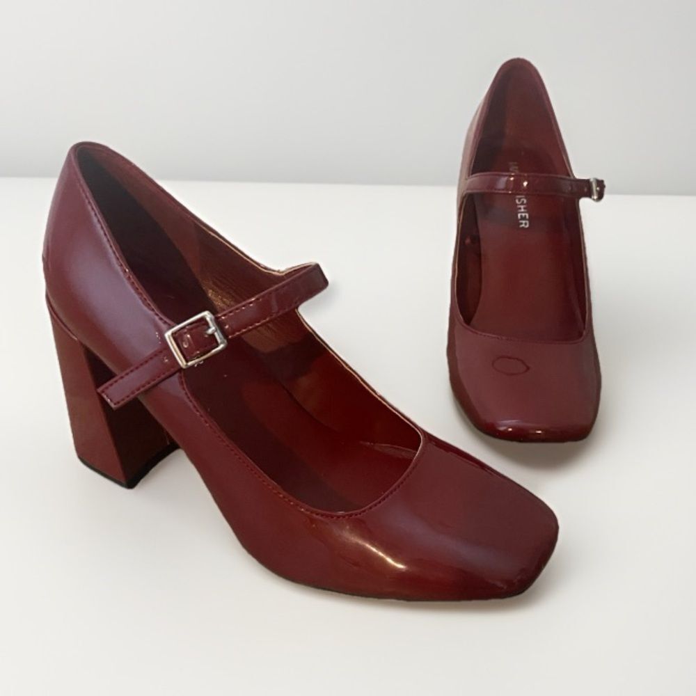 Marc Fisher Red Charin Mary Jane Block Heel Dress Pumps Size 6 Preppy Academia - Picture 2 of 11